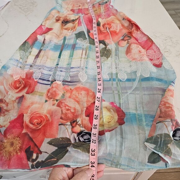 Lapis Dress One Size Floral Print Off Shoulder Strapless Blue Bubble Dress - Picture 5 of 11